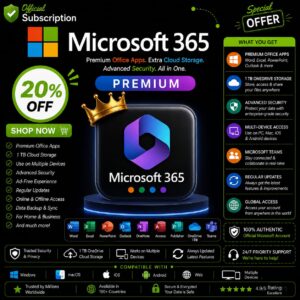 Microsoft 365 Subscription | Microsoft Office 365 Family 1 Year Subscription
